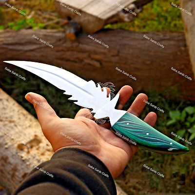 #ad Custom Handmade D2 Steel Hunting Leaf Knife Camping Knife With Sheath Gift Knife $65.55