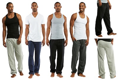 #ad Mens Cotton Comfy Causal Lounge Sleep Pajamas PJ w Pockets Knit Pant S M L XL $11.95