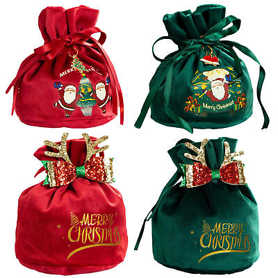 #ad #ad Christmas Velvet Gift Bag Santa Drawstring Christmas Bags Reusable Gift Bags $8.43
