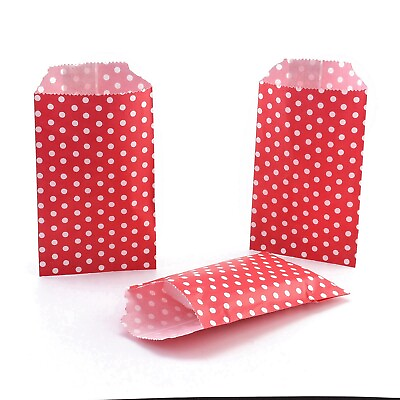 #ad #ad 100x Red Polka Dot Kraft Paper Bags Storage Bags for Jewelry Candy Party Favors $12.43