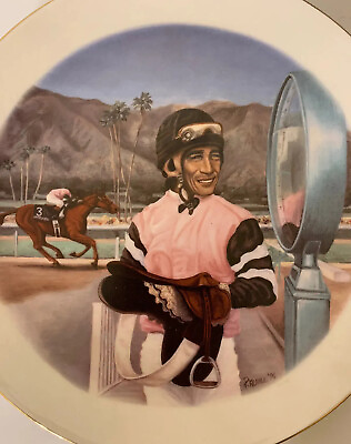 #ad Santa Anita Horse Race Park Laffit PincayJr Decorative Plate Second Series 1997 $15.58