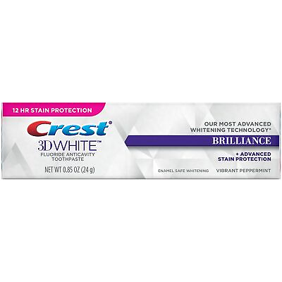 #ad Crest 3D White Fluoride Anticavity Toothpaste Vibrant Peppermint Flavor 0.85oz $7.14