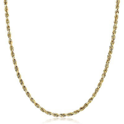 #ad 14K Yellow Gold 3MM Diamond Cut Bold Rope Chain Necklace $400.00