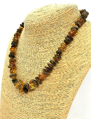 #ad AMBER NECKLACE Gift Natural BALTIC Amber Dark Beads Genuine Unique 21g 13948 $21.87
