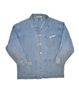 #ad Vintage Beverly Hills Polo Club Denim Chore Jacket Womens M Medium Wash Jean $20.32