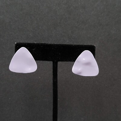 #ad Vintage Pierced Earrings Lavender Purple Enamel Triangle 7 8quot; $12.00