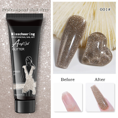 #ad 15ml Nail Extension Gel Soak Off UV Glitter Pearlescent Glue Long Lasting * ▽ $4.99