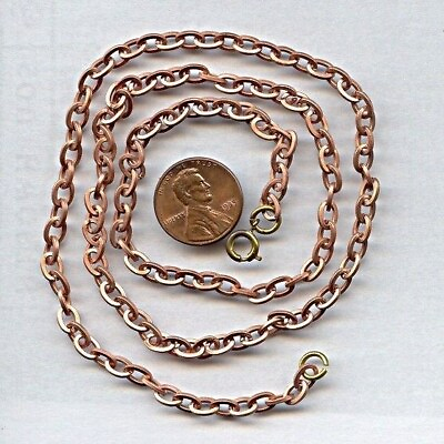 #ad 1 VINTAGE COPPER COATED STEEL 5mm. CABLE 24quot; CHAIN NECKLACE T76 $1.49