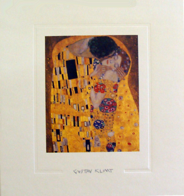 #ad Gustav Klimpt The Kiss Print 9.5 x 11.75Decorative Emboss Line on Fine Paper $15.00