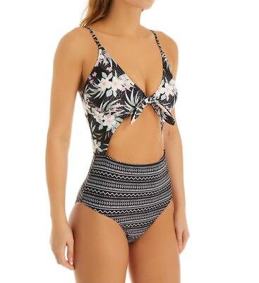 #ad NWT Hot Water LG Floral Boho Blooms Monokini 1PC Swimsuit 87533 $24.00