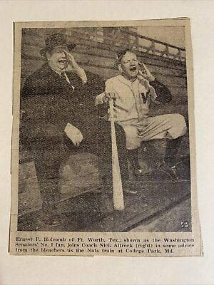 #ad Nick Altrock Washington Senators Spring Training 1944 Baseball News 4X6 Panel $16.00