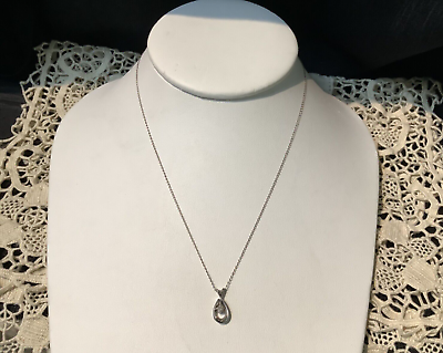 #ad 15” Child’s 14K White Gold Diamond Pendant Necklace ds17 $75.00