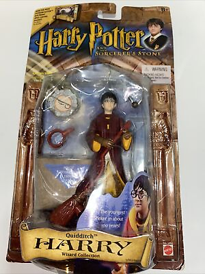 #ad 2001 Mattel Harry Potter Quidditch Harry Wizard Figure Dent In Plastic Shell $8.03