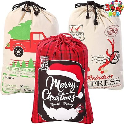 #ad Syncfun Santa Sacks Christmas Canvas Burlap Gift Bags Personalized Storage Xmas $23.99