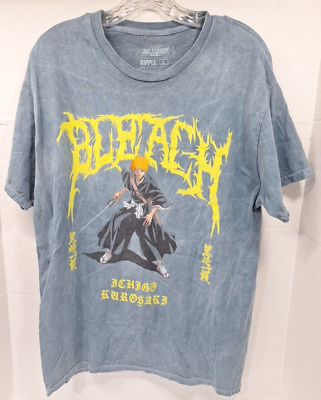 #ad Ripple BLEACH Ichigo Anime T Shirt Unisex size L Gray Graphic Short Sleeve Tee $18.99