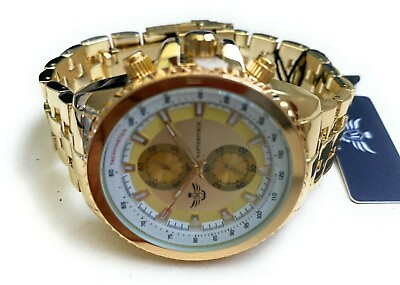 #ad Men#x27;s Dress Watch Masterpiece M1359 Gold Bracelet Band Mens Casual Watch $61.99