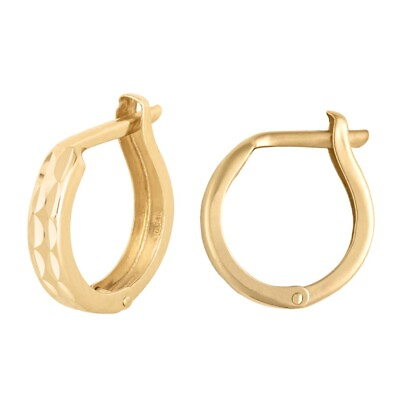 #ad 14K Gold Huggie Hoop Earrings – Classic Small Diamond Cut Huggies 12mm $74.75