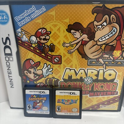 #ad Mario DS Game Bundle Mario vs. Donkey Kong: Mini Land Mayhem Nintendo DS CIB $37.50