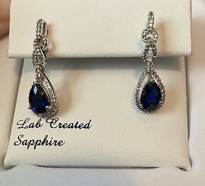 #ad Lab Created Sapphire Earrings NEW $14.99