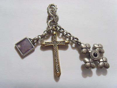 #ad vintage religious Christian pendants bejeweled diamante cross FOB etc FC1090 $29.99