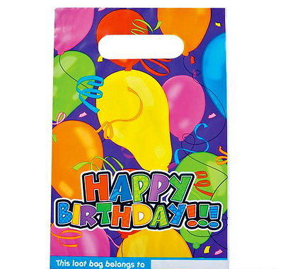 #ad 24 HAPPY BIRTHDAY PLASTIC PARTY LOOT GOODY BAGS TREAT BAG FAST FREE SHIPPING $5.99