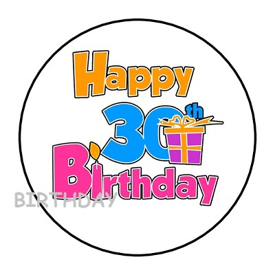 #ad 30 30TH BIRTHDAY ENVELOPE SEALS LABELS STICKERS 1.5quot; ROUND PARTY FAVORS $2.64