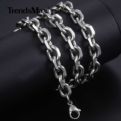 #ad 8mm Heavy Mens Cable Rolo Link Silver Tone Stainless Steel Necklace Chain 18 24quot; $12.50