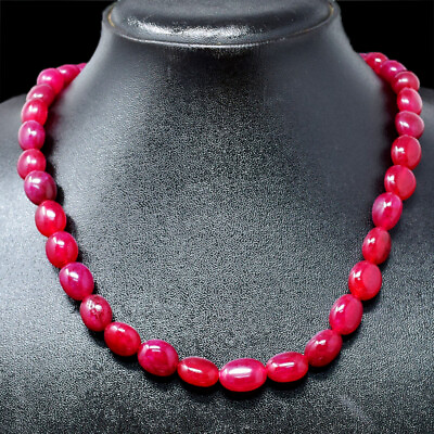 #ad #ad Exclusive 280.00 Cts Earth Mined Red Ruby Oval Shape Beads Necklace NK 39E77 $48.00