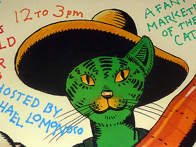 #ad vintage 2000 CATSKILL CUISINE Poster Farmer Cat Milton Glaser $75.00