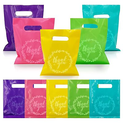#ad 100Pcs Thank You Merchandise Bags 5 Kinds Of Color Colorful Party Gift Bags Ca $14.75