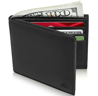 #ad Genuine Leather Minimalist Bifold Wallets For Men RFID Blocking Slim Mens Wallet $14.99