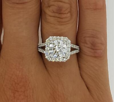 #ad 2.4 Ct Split Shank Halo Round Cut Diamond Engagement Ring SI1 F White Gold 18k $2067.00