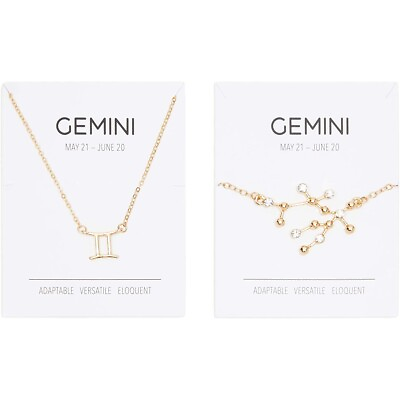 #ad Gemini Zodiac Necklace and Bracelet Astrology Jewelry Sets for Women $9.99