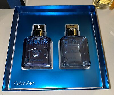 #ad NEW Calvin Klein Eternity Men Aqua 2 Pc Cologne Spray After Shave Gift Set Box $55.00