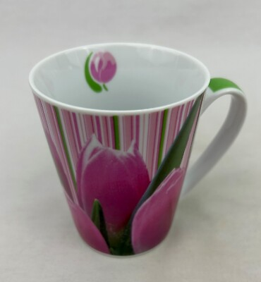 #ad Tulip Pink Floral Porcelain Mug Cup Coffee Tea PaperProducts Design Shutterstock $9.95