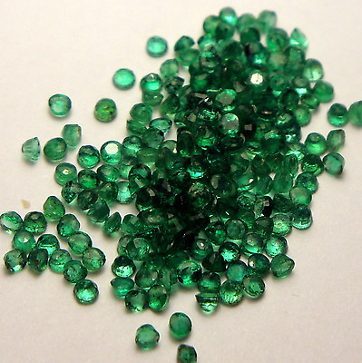#ad 2x Emerald Loose Gemstone Round Facetted Green Si 0 1 16in 0938 $9.63