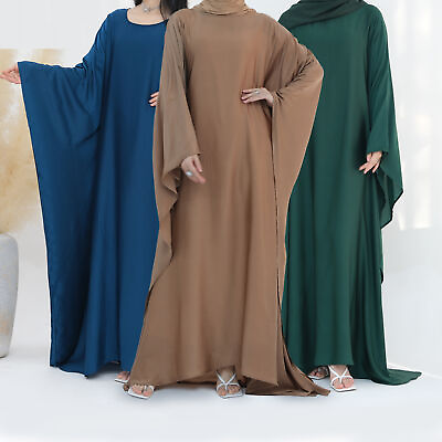 #ad Abaya Evening Farasha Robe Muslim Batwing Sleeve Women Maxi Dress Kaftan Islamic $39.55