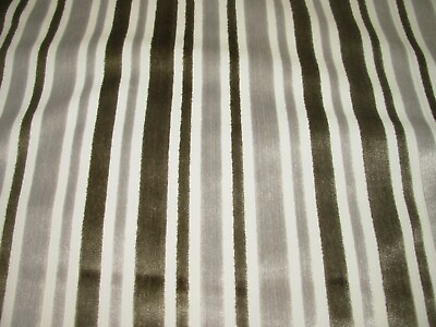 #ad 9 5 8 YDS CUT VELVET STROHEIM MODERN STRIPES TAUPE UPHOLSTERY FABRIC FOR LESS $150.00