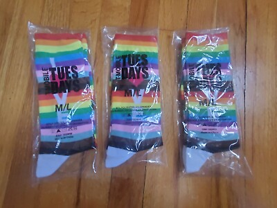 #ad T Mobile Tuesday LOVE Pride Sock Rainbow Multi Color SEALED Size M L 3 pack $27.99