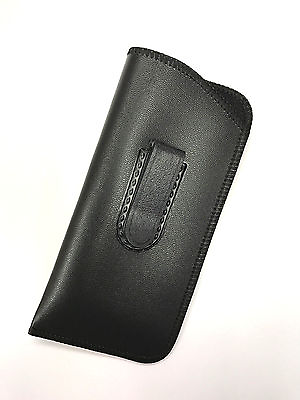 #ad Eyeglass Case Soft Slip In Faux Leather Case Belt Holster Pouch Clip Black $9.93