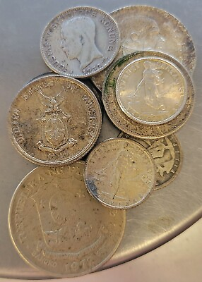 #ad Lot Of Mixed World Silver Coins. Mostly Filipinas. 1972. $73.95