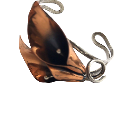 #ad Vtg Cuff Bracelet Copper Sterling Silver STUART NYE Calla Lily Flower modernist $69.99