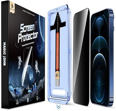 #ad #ad MAGIC JOHN 2 Pack for iPhone 12 12 Pro 6.1 inch Privacy Glass Screen Protector $16.88