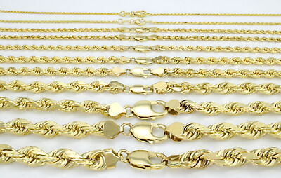 #ad 10K Yellow Gold 2mm 7mm Diamond Cut Rope Chain Necklace Men Womens 16quot; 30quot; $324.88