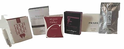 #ad Lot of 7 perfume samples: Delices De Cartier BVLGARI D Hermes PRADA Salvator $39.87