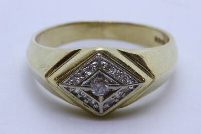 #ad 14K Solid Yellow Gold Diamond Ring Round Brilliant Kite Set Halo Size: 10.25 $583.20