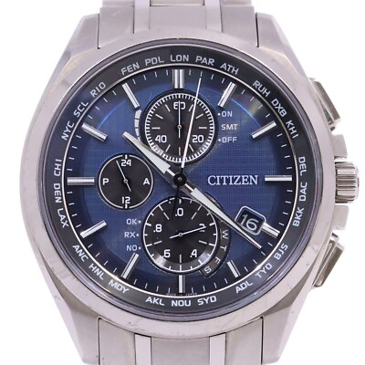 #ad Citizen Attesa AT8040 57L Blue Dial Eco Drive Atomic Radio Men Watch from JP $289.99