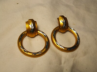 #ad ...Vintage Gold Tone Silver Tone Faceted Dangle Hoop Pierced Earrings... $12.97