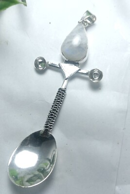 #ad #ad Rainbow Moonstone Gemstone Handmade 925 sterling Silver Jewelry Spoon Pendant $15.25