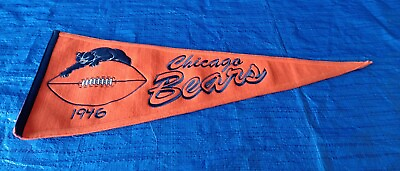 #ad NFL CHICAGO BEARS Orange Embroidered Pennant Banner 13”x 32” Winning Streak $15.99